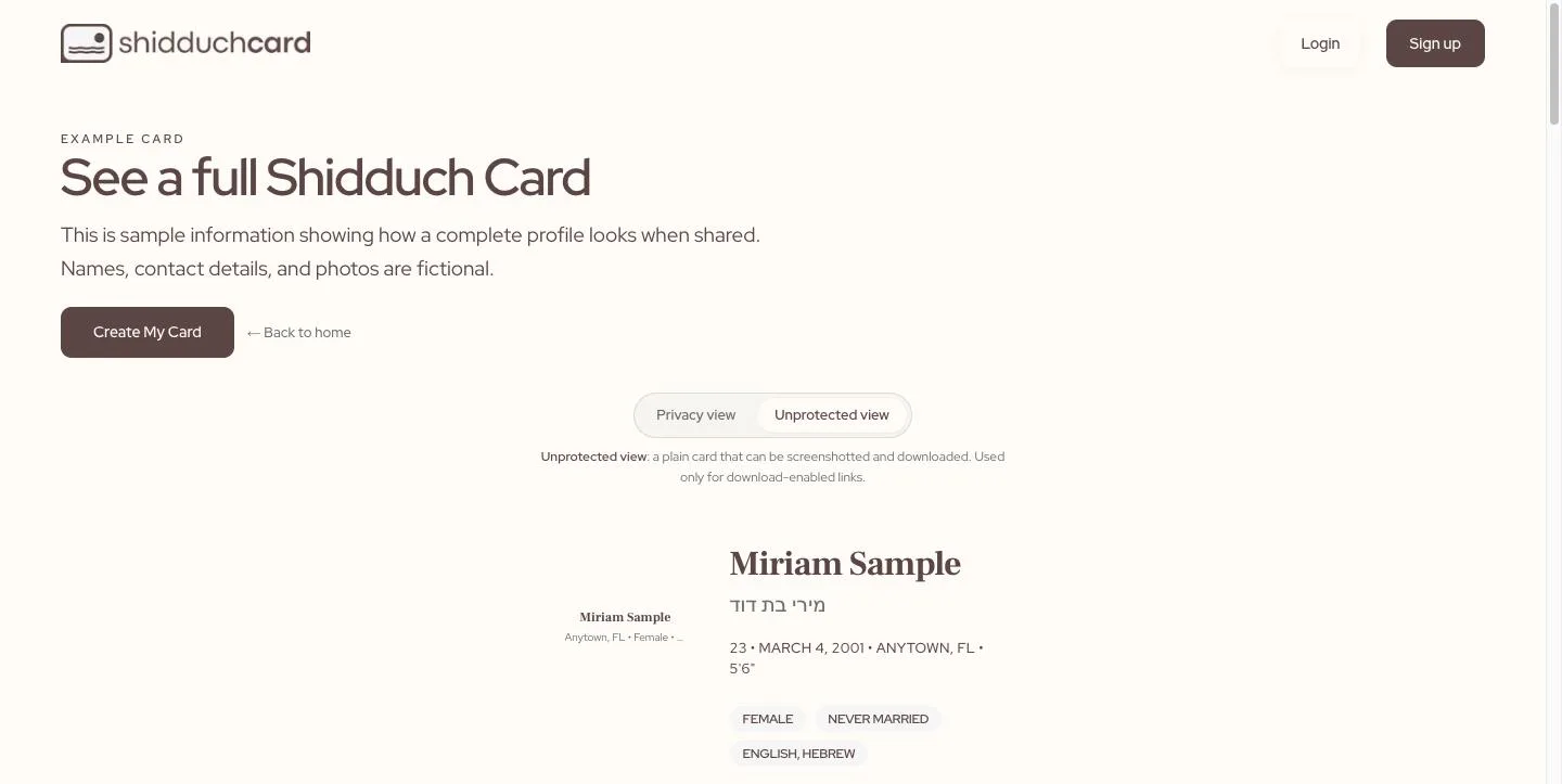 Shidduch Card project preview