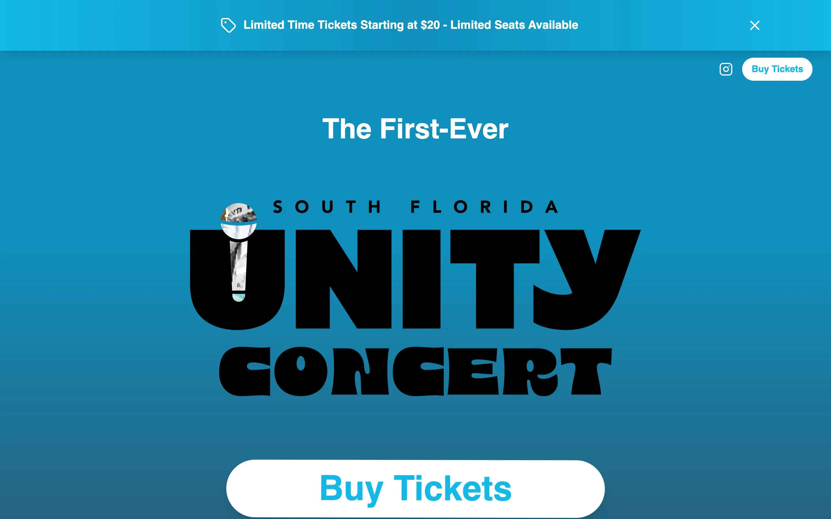 Unity Concert website and product preview screenshot